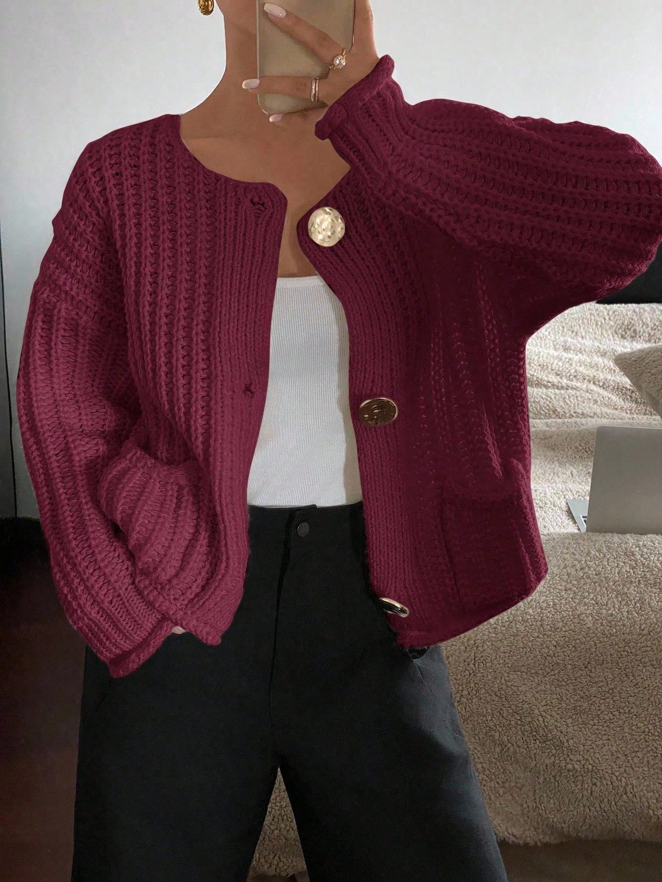 solid color cardigan