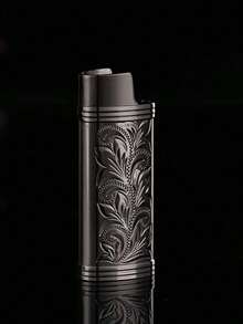 1pc Vintage Fortune Flower Pattern Metal Lighter Case, Fits BIC J6 Full Size Lighter - Stylish & Durable Lighter Cover, Retro Arabesque Metal Lighter Case, Windproof & Simple Vintage Sturdy - Multicolor - View 18