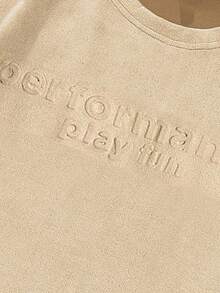 Manfinity Roghcode Manfinity Streetrush Men Street-Rush Loose Letter Embossed Drop Shoulder T-Shirt, Boy Friend Gifts, Streetwear , Oversized Hip-Hop Street,Fall - Brown - View 6