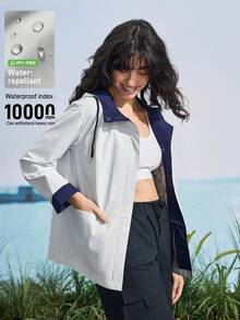 In My Nature Women's Hooded Drawstring Outdoor Raincoat Jacket