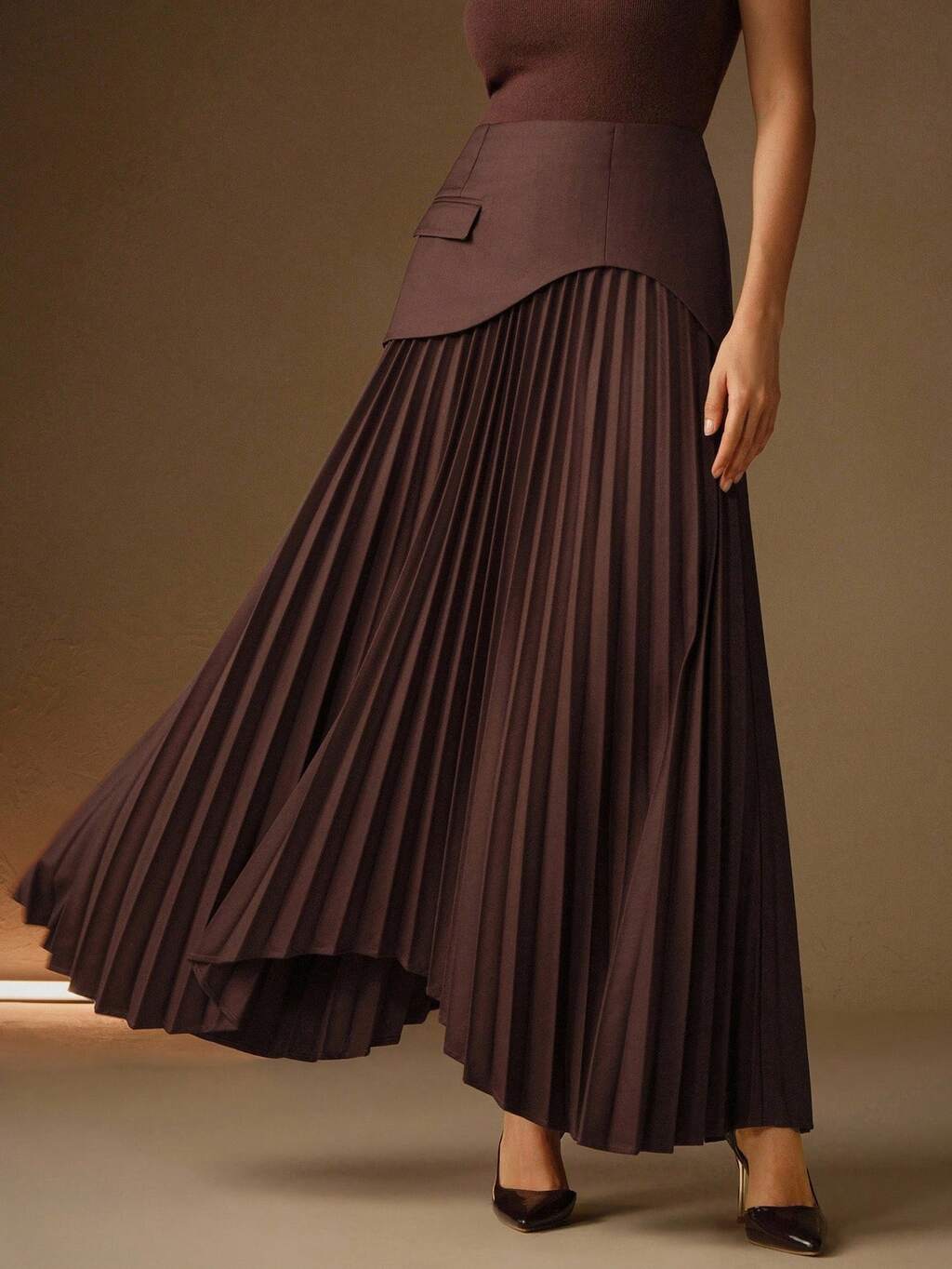 Women's New Urban Elegant Commuter Versatile High-Waisted Draping Pleated Long & Short Skirt