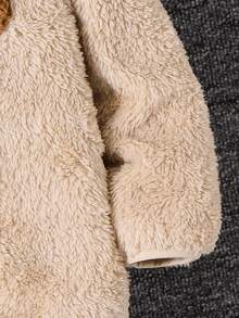 SHEIN Young Boy Casual Hooded Fleece Jacket,In Fall/Winter - Apricot - View 6