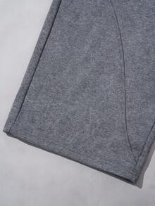 ROMWE MEN Street Life Men's Washed Patchwork Loose Drawstring Waist Casual Wide Leg Sweatpants - Grey - View 3