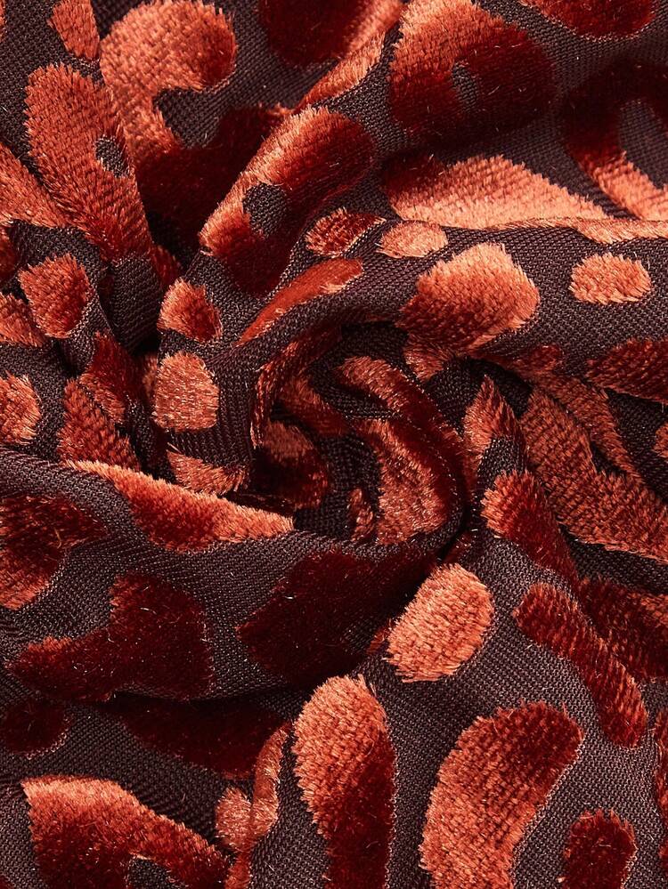 Leopard Print Velvet Burn Out Button Front Shirt Spring Women Spring Summer Office Going Out