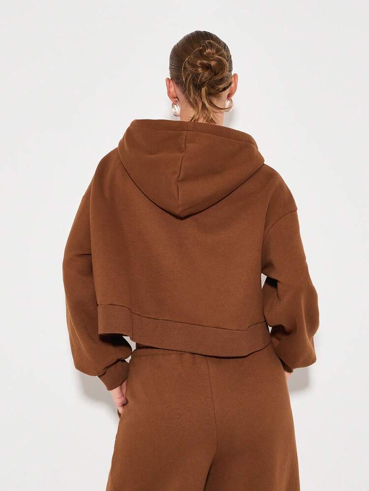 KIZN Cropped Zip Up Hoodie With Centre Pocket