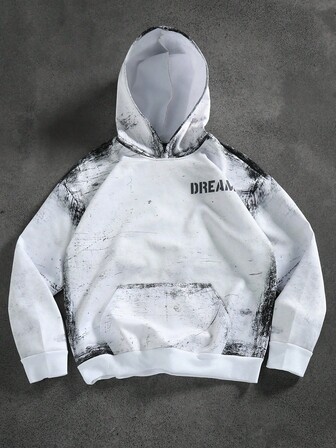 Manfinity Roghcode Herren Pullover Hoodie mit Buchstaben-Muster, Brusttasche und Kontrastfarben