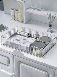 1pc Drawer-Integrated Cosmetics Divided Storage Box - Organizing Box - Makeup Counter - Desktop Storage Box For Skincare Products - Transparent - Suitable For Bedroom And Bathroom. - Multicolor - View 4