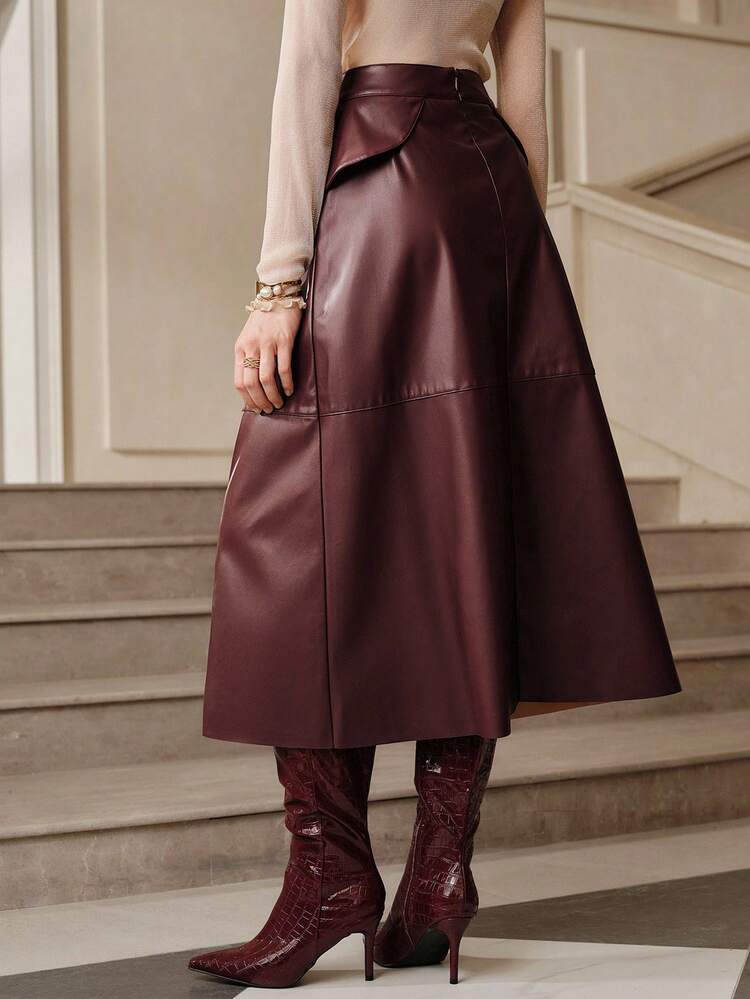 Anewsta Savoree Fashionable Modern Design PU Women's Skirt, Autumn/Winter