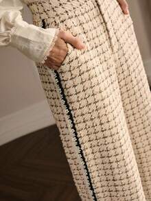 MOTF PREMIUM TWEED FAUX PEARL TRIM PANTS - Yellow - View 6