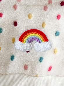 SHEIN 6Months-9Years Baby Fall Outfits For Girl 2pcs/Set Casual Style Polka Dot Fleece Coat &Pants Winter - Multicolor - View 5