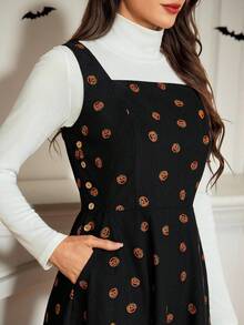 Vintamour Đầm dự tiệc ngày lễ giản dị in hình bí ngô cổ điển thanh lịch có túi cho nữ Quần áo mùa thu cho nữ Trang phục Halloween Quần áo mùa đông Váy Giáng sinh mùa đông cho nữ Quần áo mùa thu cho nữ Quần áo Halloween cho nữ Quần áo Giáng sinh cho nữ Váy năm mới Trang phục Lễ tạ ơn cho nữ - màu đen - Xem 1
