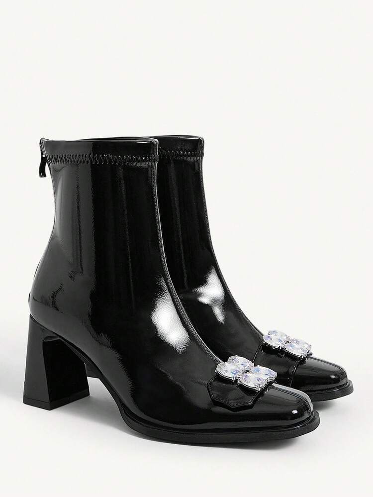 CUCCOO CHICEST Women's Fashionable French Style Ankle Boots With Chunky Heels And Square Toe