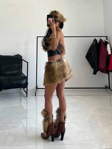 StreetHx Haut tube en fourrure à la mode pour femmes