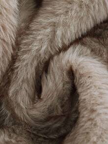 Franclia 时尚优雅休闲连帽长毛拼接加厚黑色拉链女式秋冬外套 - 黑色 - 查看 3