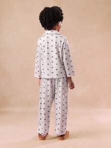 SUMWON Kids Season Bear Print Button Down Pajama Set Soft Cozy Winter Sleepwear Wear Long Sleeve Pjs Set Comfortable Night Wear Fall , Casual And Vacation - Grey - View 2