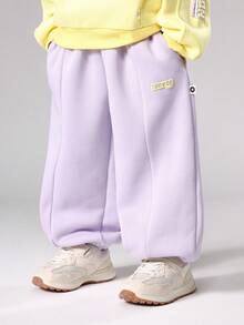SUMWON Girls Two Piece Wear Set Oversized Drop Shoulder Sweatshirt With Elastic Waist Joggers Cozy Winter Spring Casual Kids Coordinates Fall - Multicolor - View 4