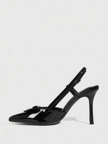 CUCCOO SZL Tacones de aguja de punta negros de moda con tacón alto - Negro - Ver 5