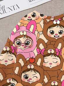 SHEIN 年轻女孩可爱有趣的卡通图案休闲宽松圆领舒适日常针织长袖运动衫，适合秋冬季 - 彩色 - 查看 6