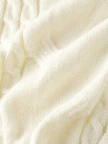 Skyraze Women's Solid Color Drawstring Off Shoulder Casual Sweater In Fall/Winter - Apricot - View 4