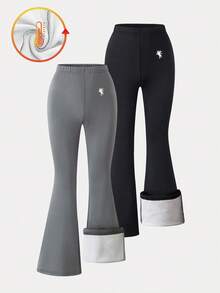 Tween Mädchen Lässig Elegant Weite Hose mit Thermofutter, geeignet für Herbst/Winter Loungewear, Mehrteiler