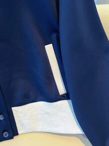 INAWLY Conjunto de 2 piezas de chaqueta de béisbol de manga larga azul y blanco y pantalones con bolsillos, para deportes al aire libre - Azul Marino - Ver 5
