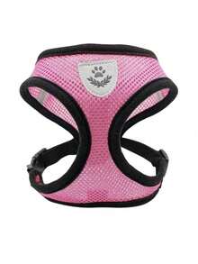 1 件装宠物猫狗牵引绳，带防逃脱可调节胸背带、反光安全绳和项圈套装，柔软透气网眼材料 - 粉色 - 查看 5