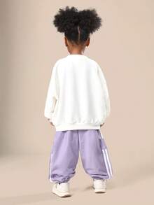 SUMWON Girls Winter Wear Sweatshirt Set With Heart Print And Lace Trim Track Pants Cozy Holiday Two-Piece Outfit - Multicolor - View 2