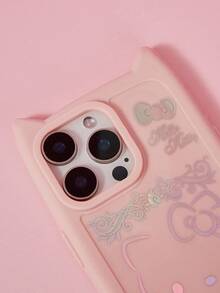 HELLO KITTY AND FRIENDS | SHEIN Cartoon & Letter Print Dusty Pink Phone Case, Compatible With IPhone - Dusty Pink - View 2