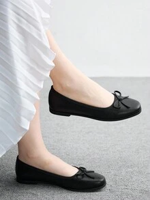 CUCCOO BIZCHIC Women's Solid Color Casual Comfortable Slip-On Flat Loafers - Black - View 1