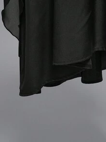 ROMWE EDITION 哥特式花卉镂空露肩网眼拼接十字装饰加大码女式喇叭袖连衣裙 - 黑色 - 查看 5