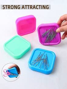 1pc Multi-Color Square Magnetic Needle Holder, Sewing Needle Case For Keeping Needles, Pins, Clips, Screws Etc Organized And Easy To Find - Multicolor - View 7