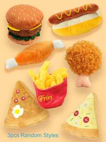 Plush Squeaky Dog Toys, Durable Chew Toys For Dogs Teeth Cleaning, Hamburger, Fried Chicken, Fries, Pizza Shaped Pet Toys For Dog Play And Stress Relief - Multicolor - View 17