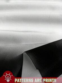 Mellowie Camisa holgada de manga 3/4 con cuello redondo y estampado degradado en blanco y negro, para mujer de talla grande, para otoño/invierno