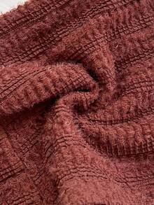 Soleia Soleia Women's Vacation Casual 2-Piece Set - Red Brown Striped Textured Knit Fuzzy Fabric Cropped Shoulder Top And Super Low Waist Skinny Shorts, Sexy For Date, Beach Vacation, Holiday, Afternoon Tea, Seaside Beach Cruise, City Road Trip, Boho Vacation, Music Festival, Hippie Western Beach Outfit, Versatile For All Seasons Brown Two Piece Set Comfortable Two Piece Set Knit Two Piece Set