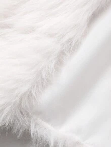 DAZY Women's Korean Style Solid Color Fluffy Jacket Fall/Winter Fluffy Coat - White - View 7