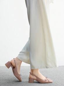 CUCCOO BIZCHIC Women's Fashion Apricot Backstrap Classic Low Chunky Heel Slip-On Pumps, Versatile For Daily, Commute And Work Wear For Christmas Spring Shoes - Dusty Pink - View 4