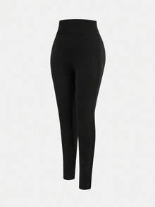 SHEIN 2 Packs Ribbed Seamless Leggings For Young Girls, Baby Pink Summer Gym No See-Through High Waisted Tummy Control Yoga Pants Athletic Running Cycling - Multicolor - View 7