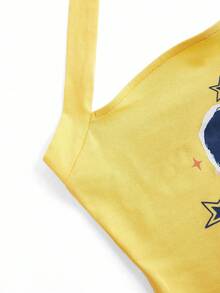 FRIENDS X SHEIN Women's Summer Yellow Rachel Monica Best Friend Portrait And Letter Star Pattern Strap Bow Crop Halter Top Vintage Women Tank Tops - Yellow - View 3