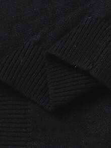 SHEIN Elladie kids Young Girls Elegant Black Sweater Co-Ord Set With Pearl Decor Collar, Long Sleeve Knit Cardigan + Wide Leg Knit Pants, Soft Fabric Suitable For Daily, Outdoor, Travel, Holiday, Home, Daycare, School, Party Wear Fall Winter - Black - View 10
