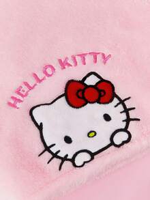 HELLO KITTY AND FRIENDS | SHEIN 珊瑚绒可爱蝴蝶结猫咪刺绣吹风帽，家居浴室装饰夏季使用吹风毛巾 - 粉色 - 查看 4
