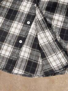 Manfinity NXTstreet Men's Casual Woven Plaid Patchwork Loose Fit Drop Shoulder Flannel Overcoat, Fall Winter - Multicolor - View 8