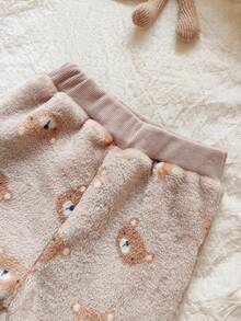 Vintaside Kids 2pcs Baby Boy Bear Head Plush Print Long Sleeve Sweatshirt Matched With Drawstring Pants Casual Outfit Fall Winter - Brown - View 5