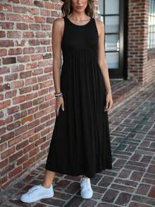 Wildy 夏季長款灰色無袖背心風格音樂節女裝連衣裙 - 灰色 - 查看 5