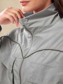 OutZeal Women Water-Resistant UV Protection Reflective Strip Drawstring Hem Outdoor Sun-Proof Jacket Daily Casual