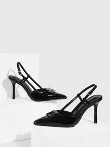 CUCCOO SZL Tacones de aguja de punta negros de moda con tacón alto - Negro - Ver 2