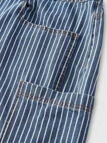Athstrex Plus Size Men's Casual Washed Striped Bootcut Jeans - Blue - View 5
