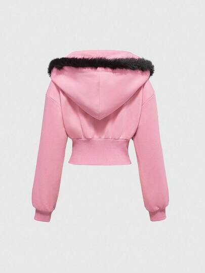 Grunge Punk Sweat-shirt à capuche ajusté imprimé léopard de la sous-culture Y2K avec imprimé floral vintage et ornements de strass