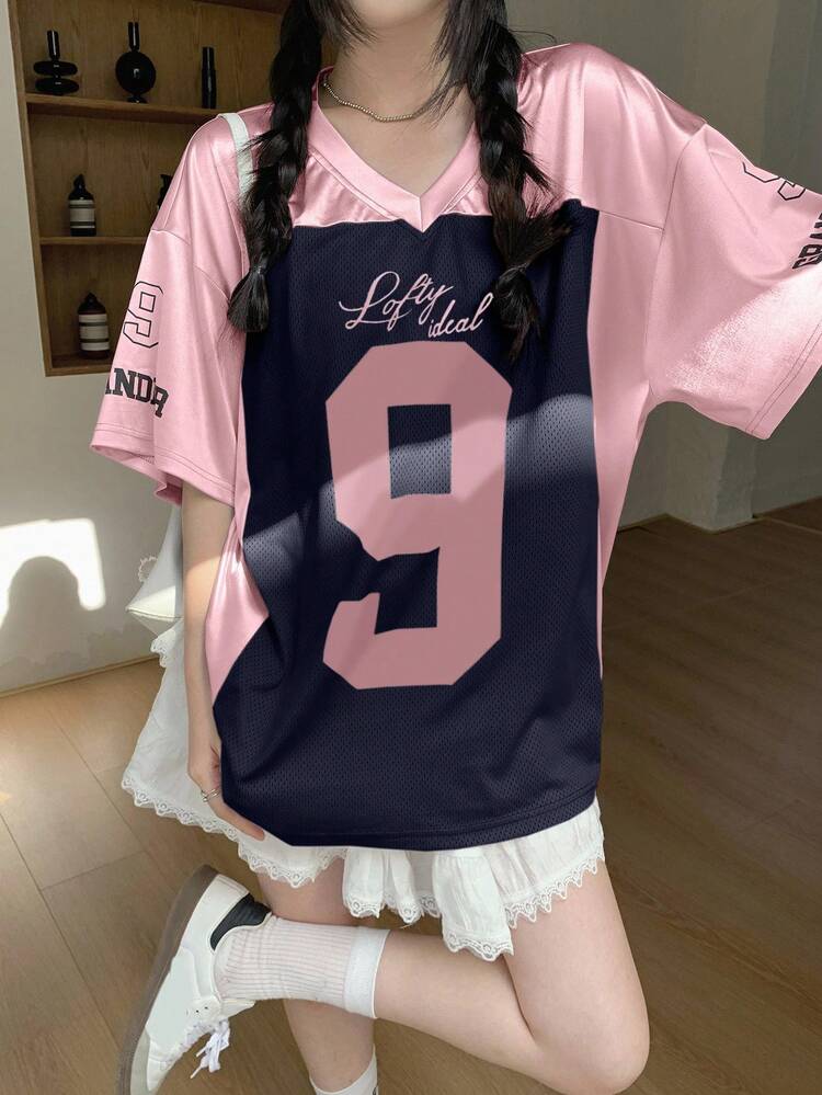 Women's V-Neck Short Sleeve Sporty Casual T-Shirt