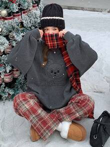 DAZY Women's Cartoon Print Thermal Lined Crew Neck Long Sleeve Sweatshirt Fall,Winter - Grey - View 5