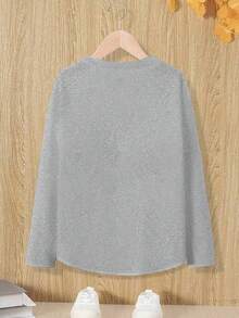 EMERY ROSE A Large-Sized Grey Round-Neck Long-Sleeved T-Shirt, Comfortable And Versatile - Light Grey - View 2